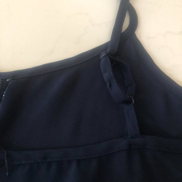Navy Spaghetti Strap Flowy Top w/Braided Trim Accent - Picture 6 of 6